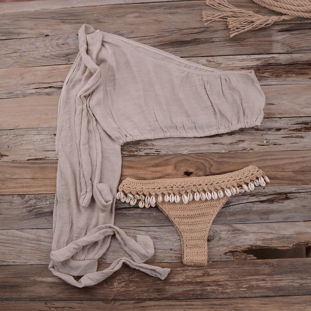 European and American beach bikini split shell suit - Bellarte Enchanté European and American beach bikini split shell suit